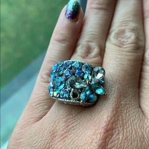 Blue Butterfly adjustable Cocktail Ring